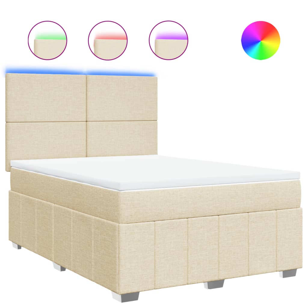 Boxspring met matras stof crèmekleurig 140x190 cm