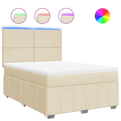 Boxspring met matras stof crèmekleurig 140x190 cm