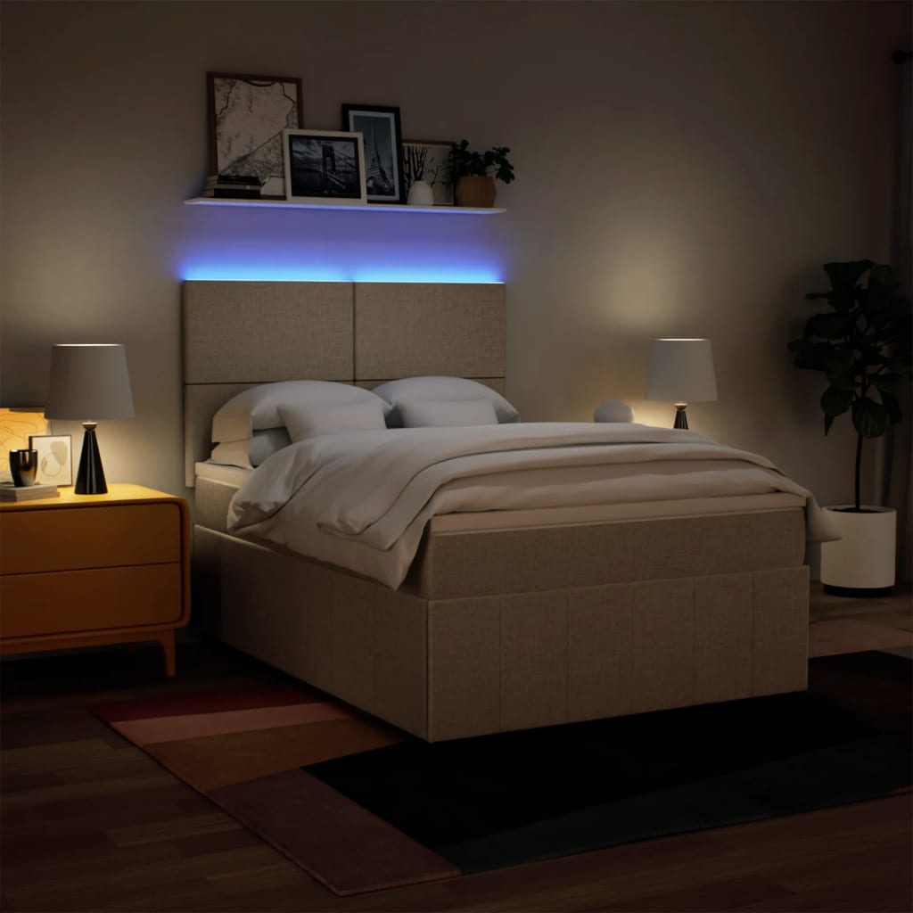 Boxspring met matras stof crèmekleurig 140x190 cm