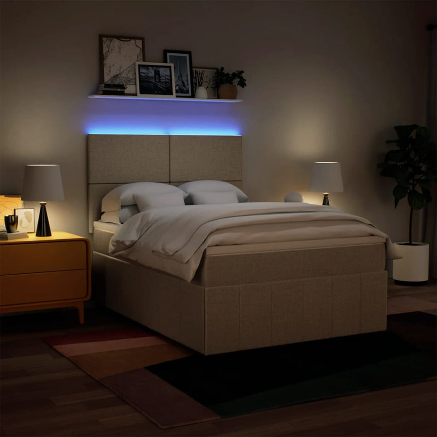 Boxspring met matras stof crèmekleurig 140x190 cm