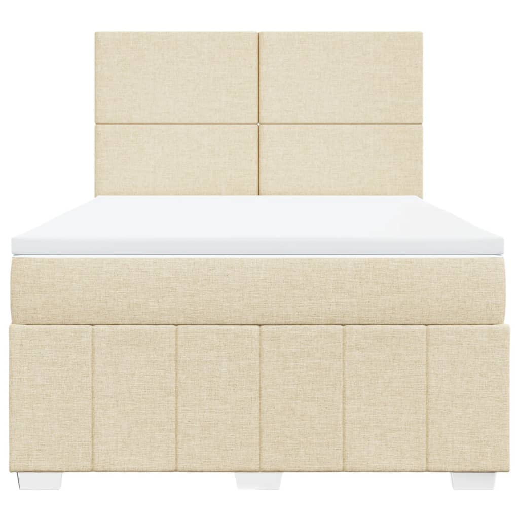 Boxspring met matras stof crèmekleurig 140x190 cm