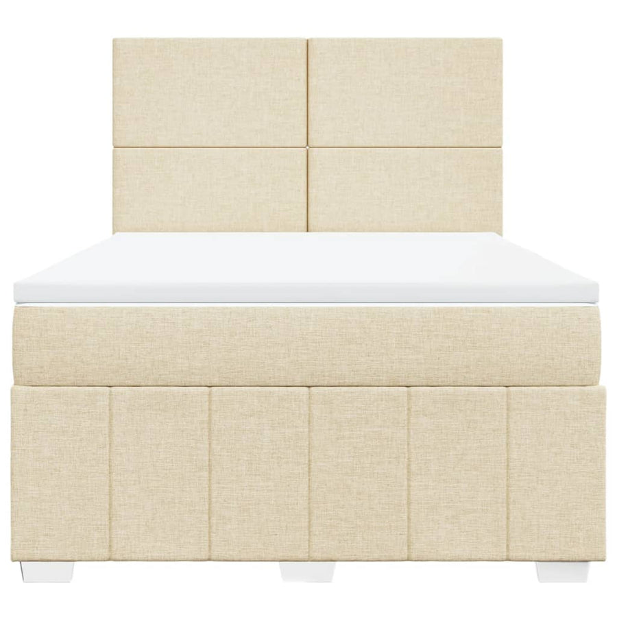 Boxspring met matras stof crèmekleurig 140x190 cm
