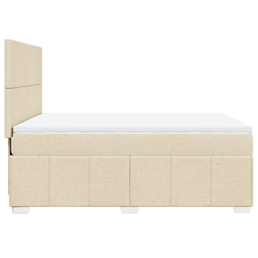 Boxspring met matras stof crèmekleurig 140x190 cm