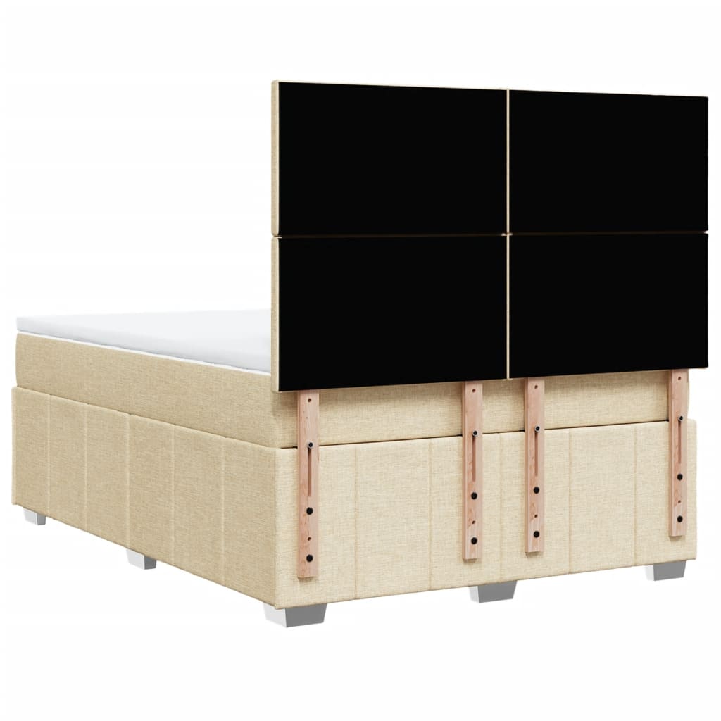 Boxspring met matras stof crèmekleurig 140x190 cm