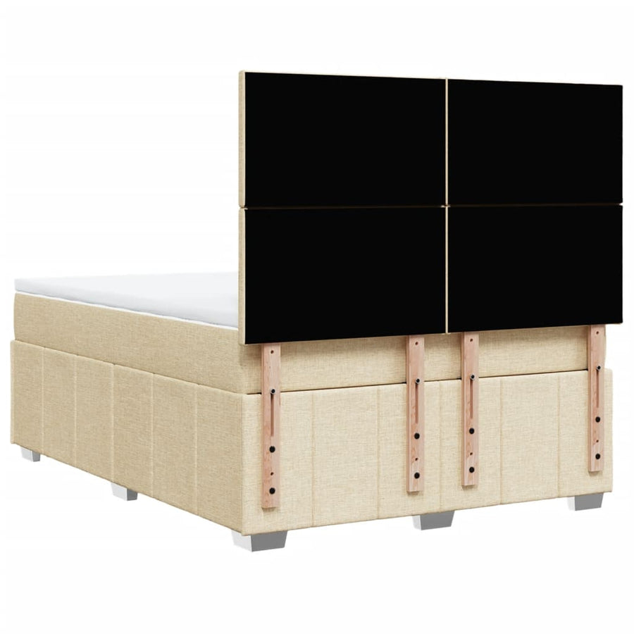 Boxspring met matras stof crèmekleurig 140x190 cm