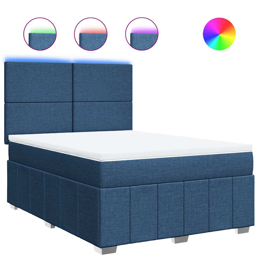Boxspring met matras stof blauw 140x190 cm