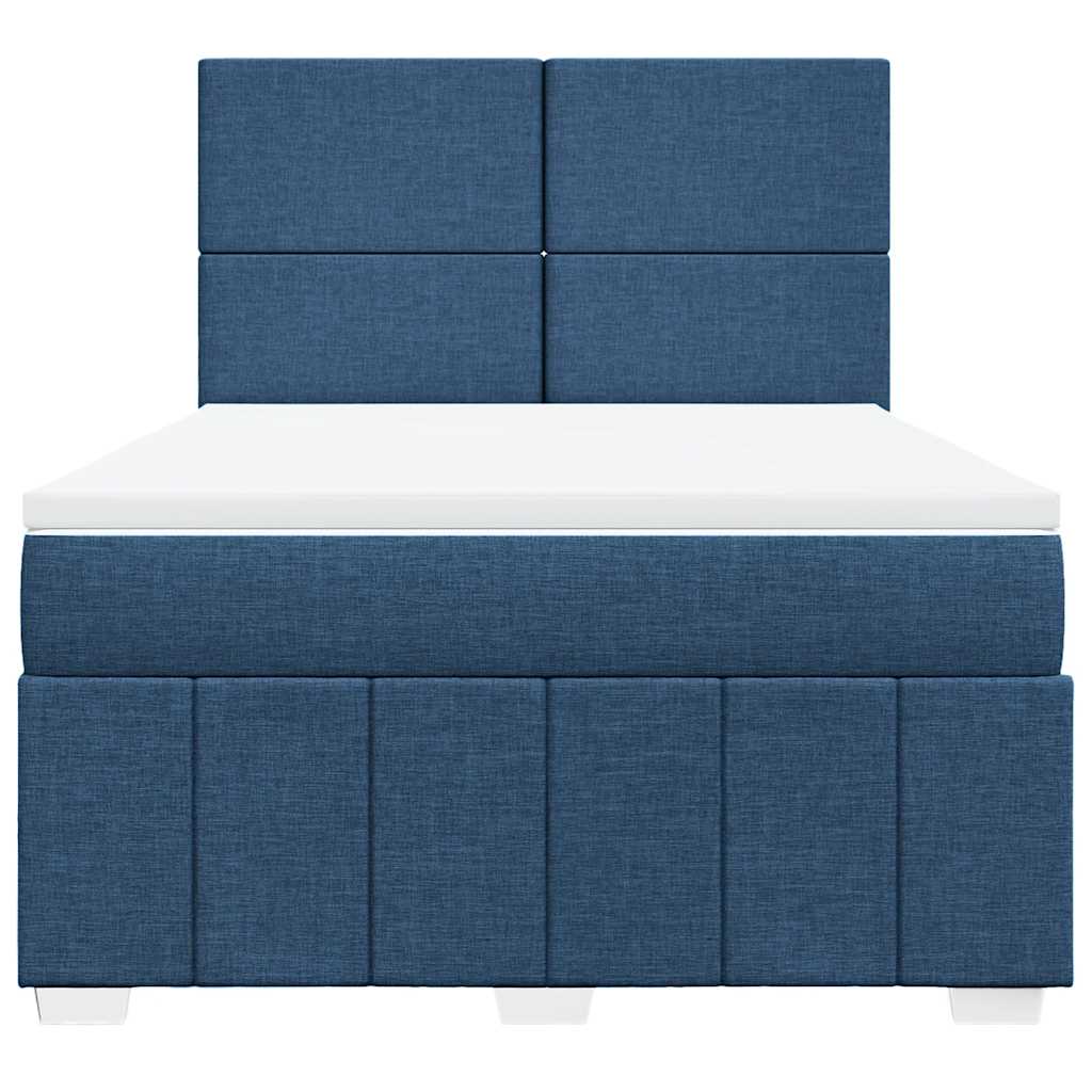 Boxspring met matras stof blauw 140x190 cm