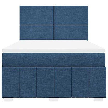 Boxspring met matras stof blauw 140x190 cm