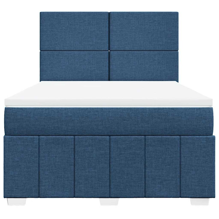 Boxspring met matras stof blauw 140x190 cm
