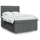 Boxspring met matras 140x190 cm grijs stof