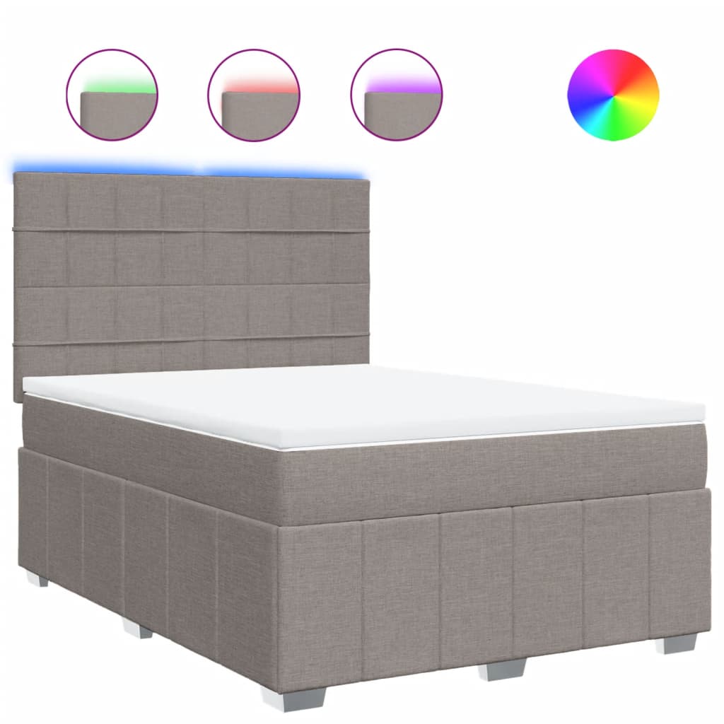 Boxspring met matras stof taupe 140x190 cm