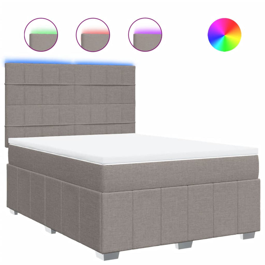 Boxspring met matras stof taupe 140x190 cm
