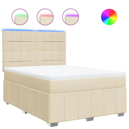 Boxspring met matras stof crèmekleurig 140x190 cm