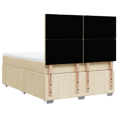 Boxspring met matras stof crèmekleurig 140x190 cm