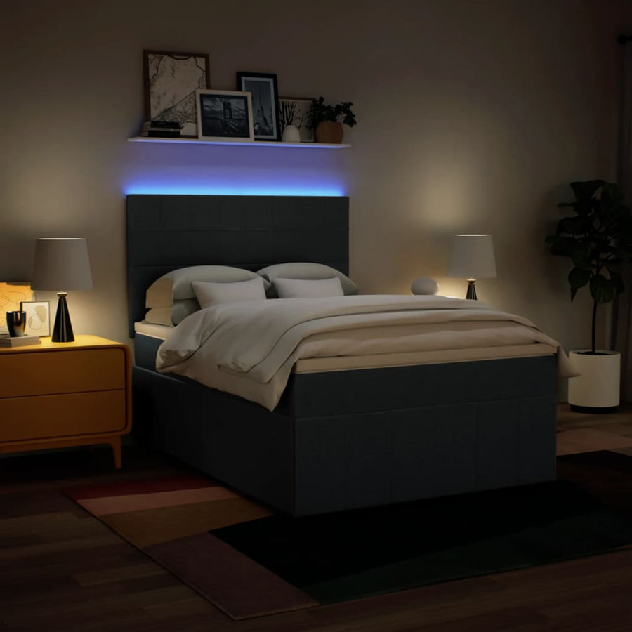 Boxspring met matras stof blauw 140x190 cm