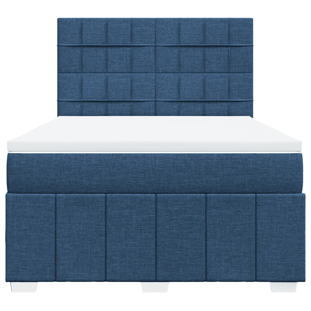 Boxspring met matras stof blauw 140x190 cm