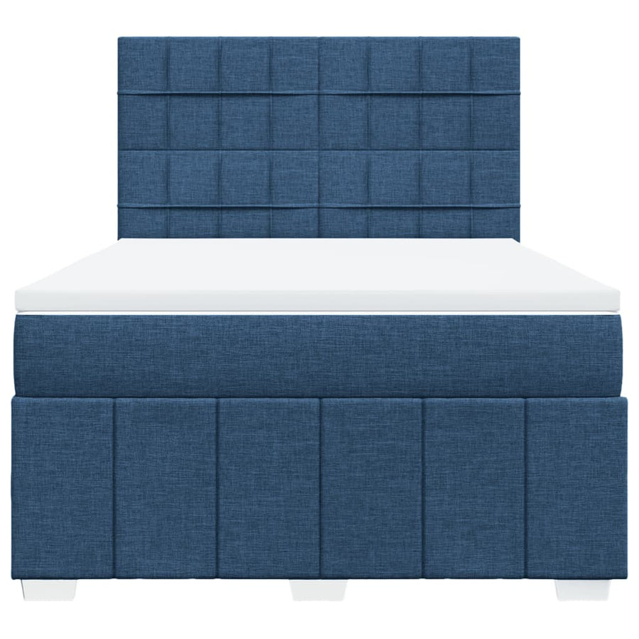 Boxspring met matras stof blauw 140x190 cm