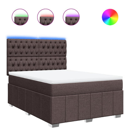 Boxspring met matras stof donkerbruin 140x190 cm