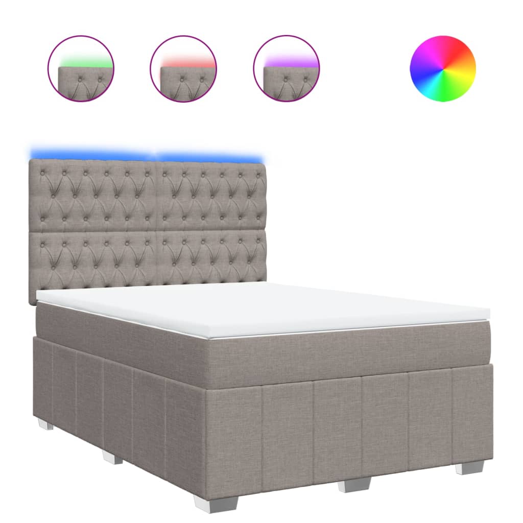 Boxspring met matras stof taupe 140x190 cm