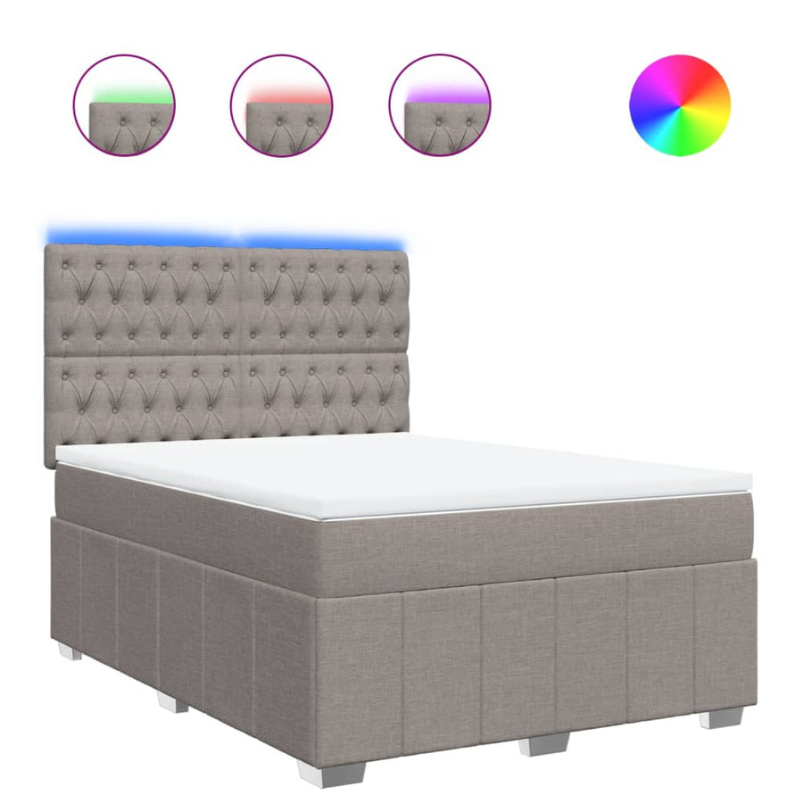 Boxspring met matras stof taupe 140x190 cm