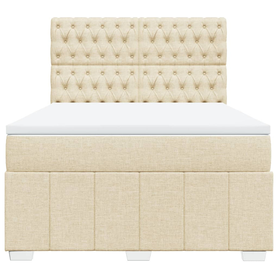 Boxspring met matras stof crèmekleurig 140x190 cm