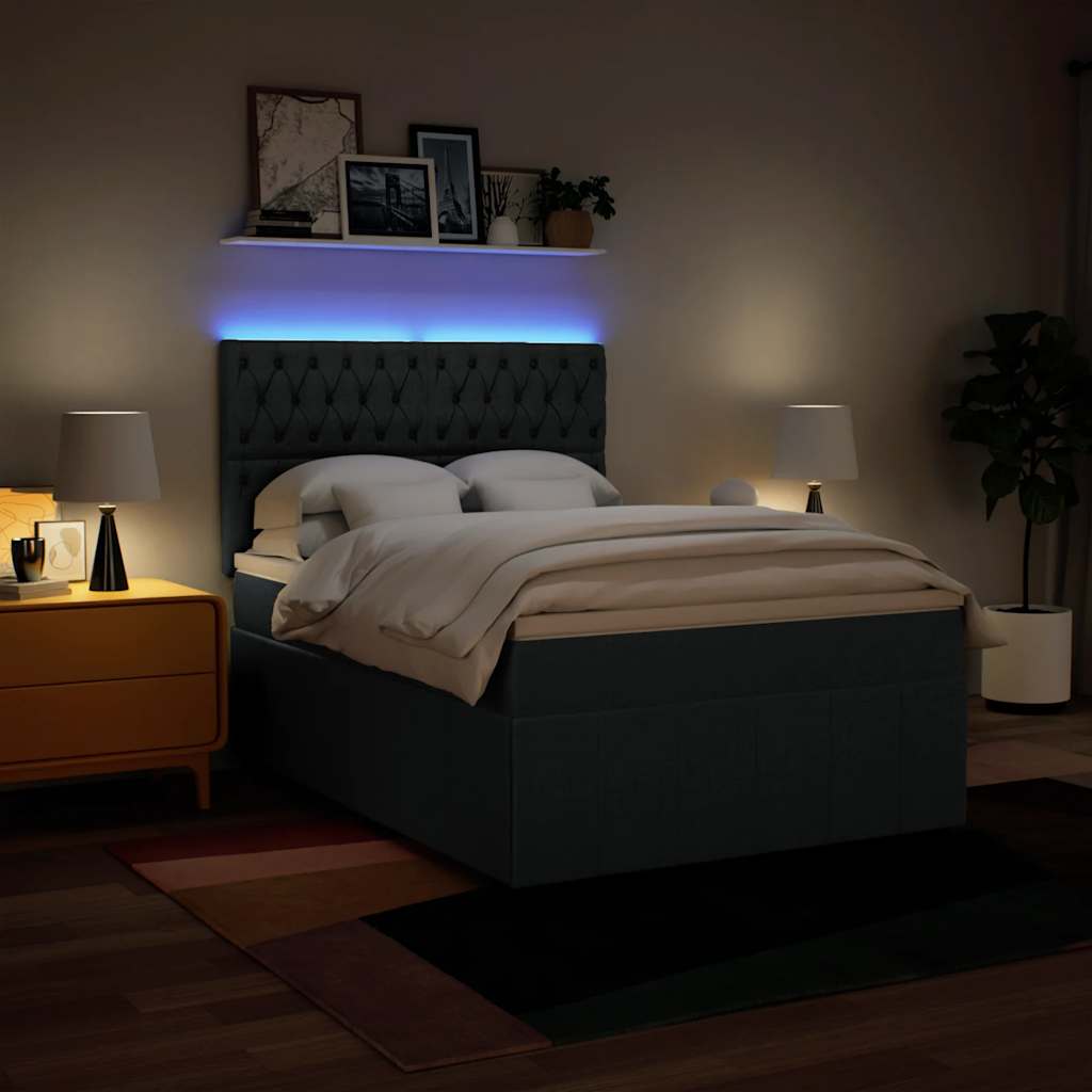 Boxspring met matras stof blauw 140x190 cm