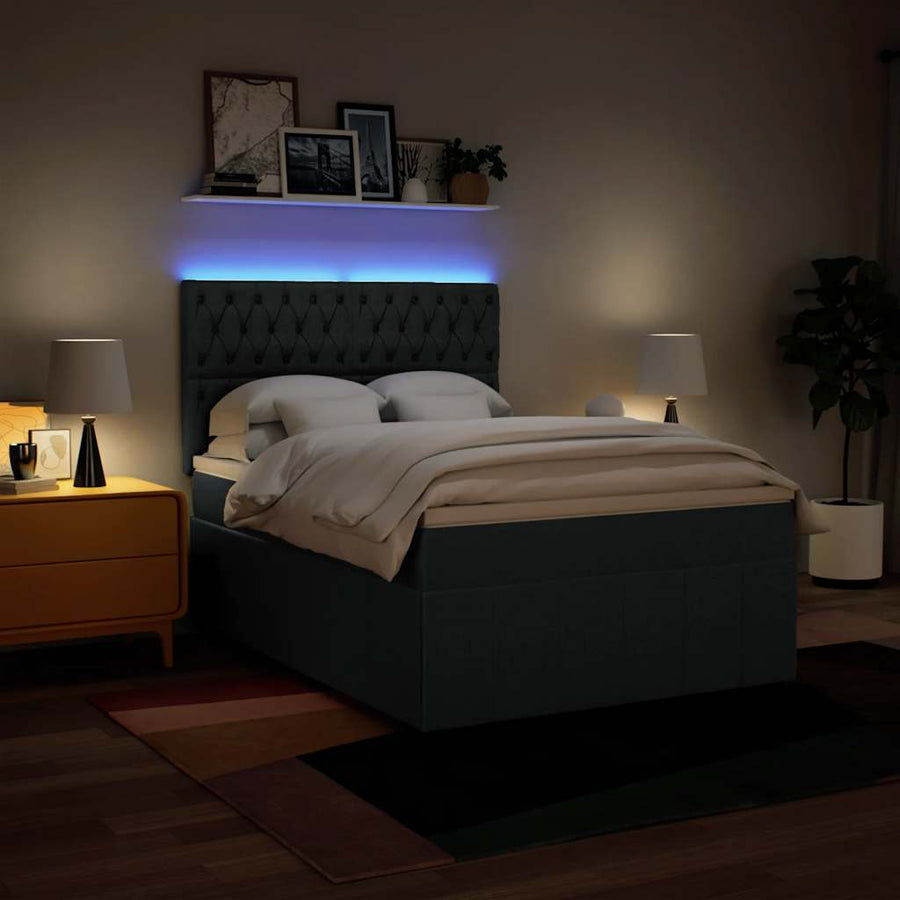 Boxspring met matras stof blauw 140x190 cm