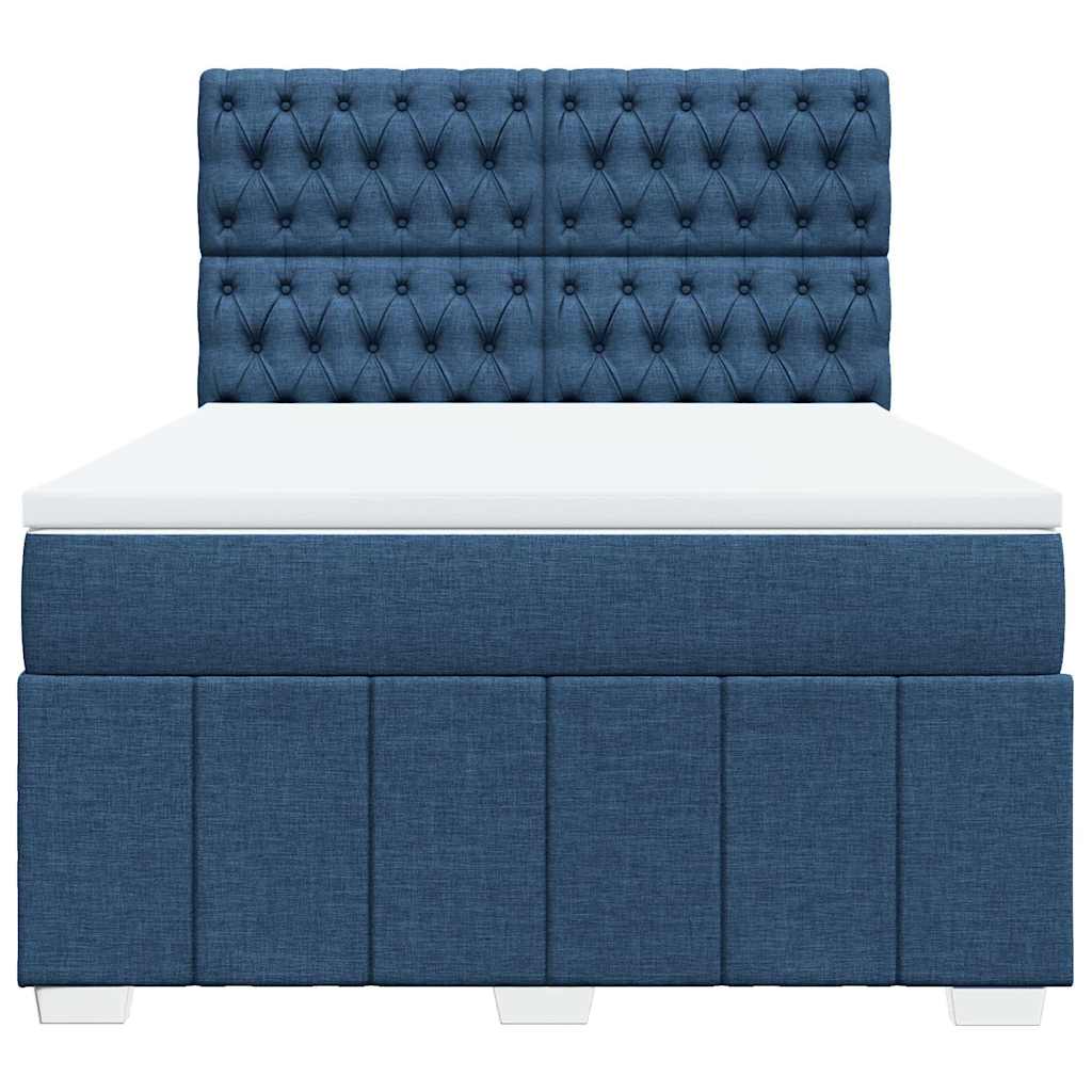 Boxspring met matras stof blauw 140x190 cm