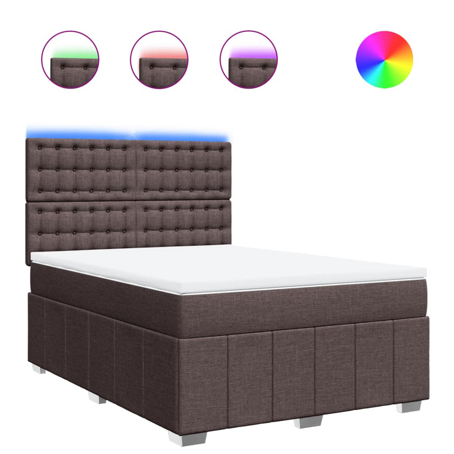 Boxspring met matras stof donkerbruin 140x190 cm