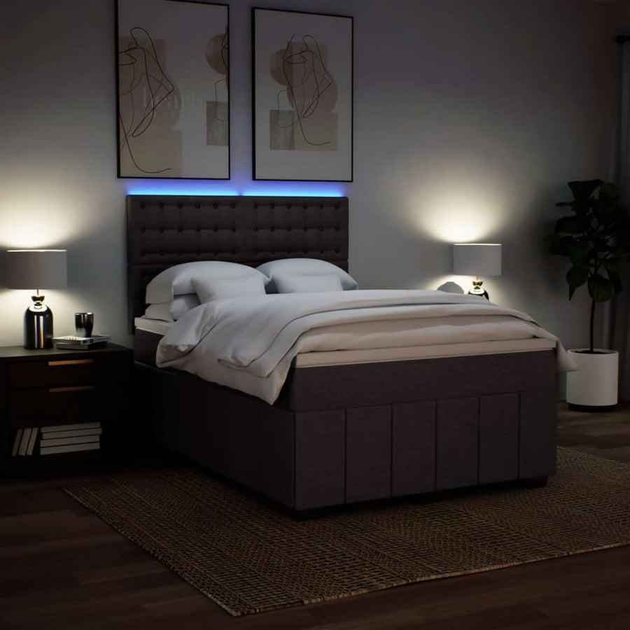 Boxspring met matras stof donkerbruin 140x190 cm