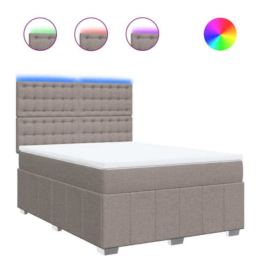Boxspring met matras stof taupe 140x190 cm