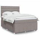 Box spring with fabric mattress taupe 140x190 cm