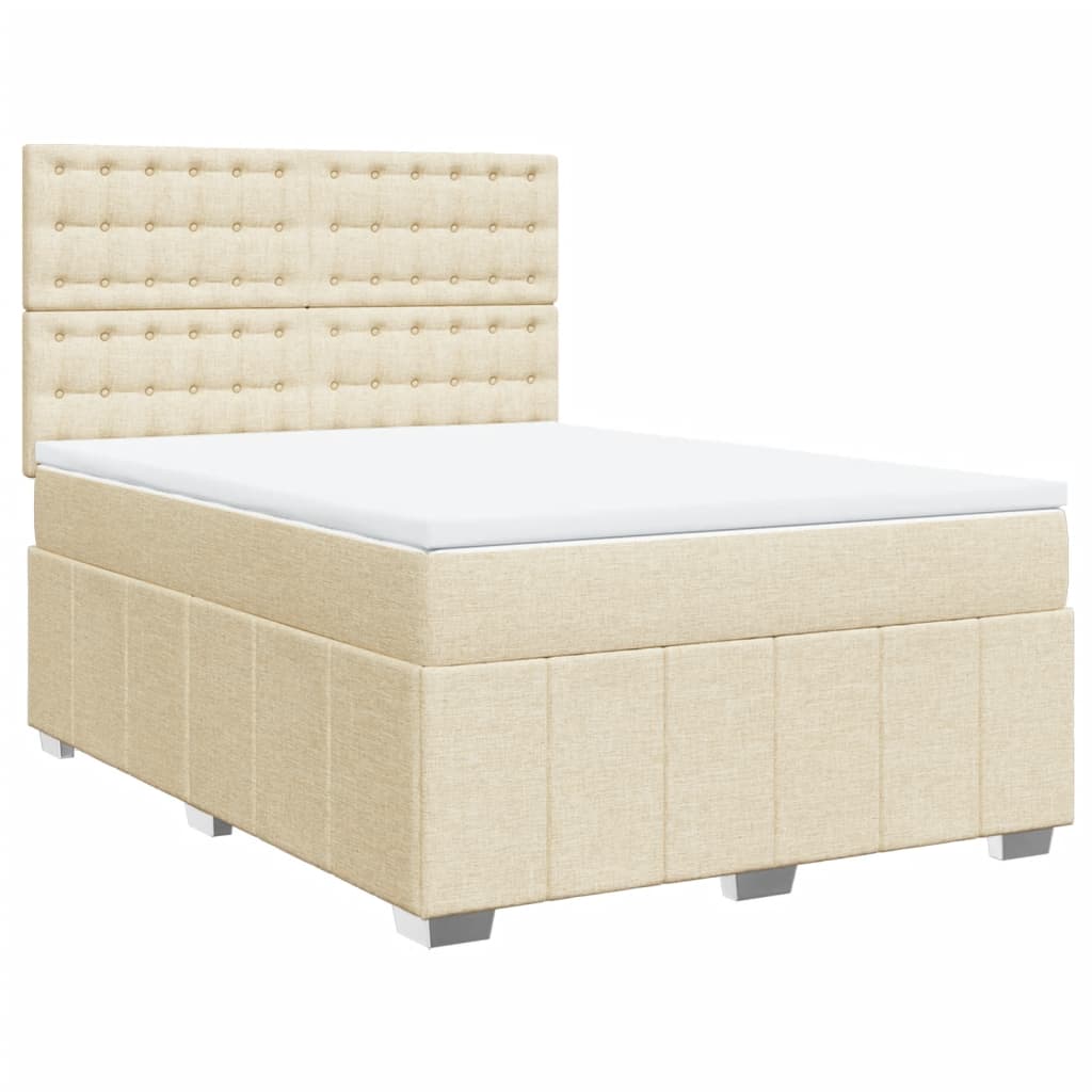 Boxspring met matras stof crèmekleurig 140x190 cm