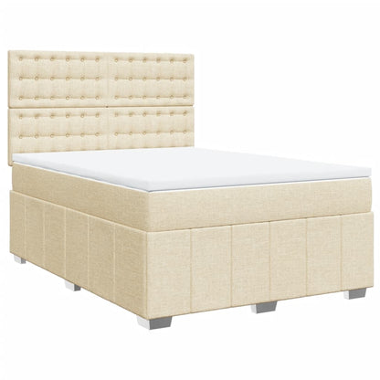 Boxspring met matras stof crèmekleurig 140x190 cm