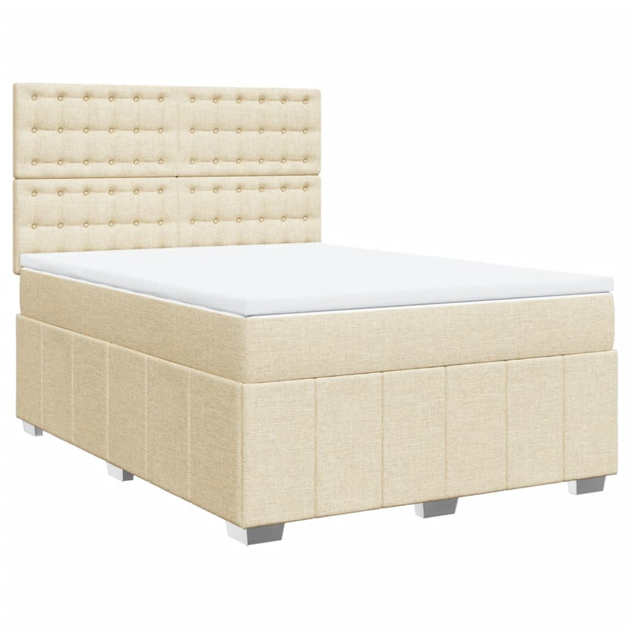 Boxspring met matras stof crèmekleurig 140x190 cm