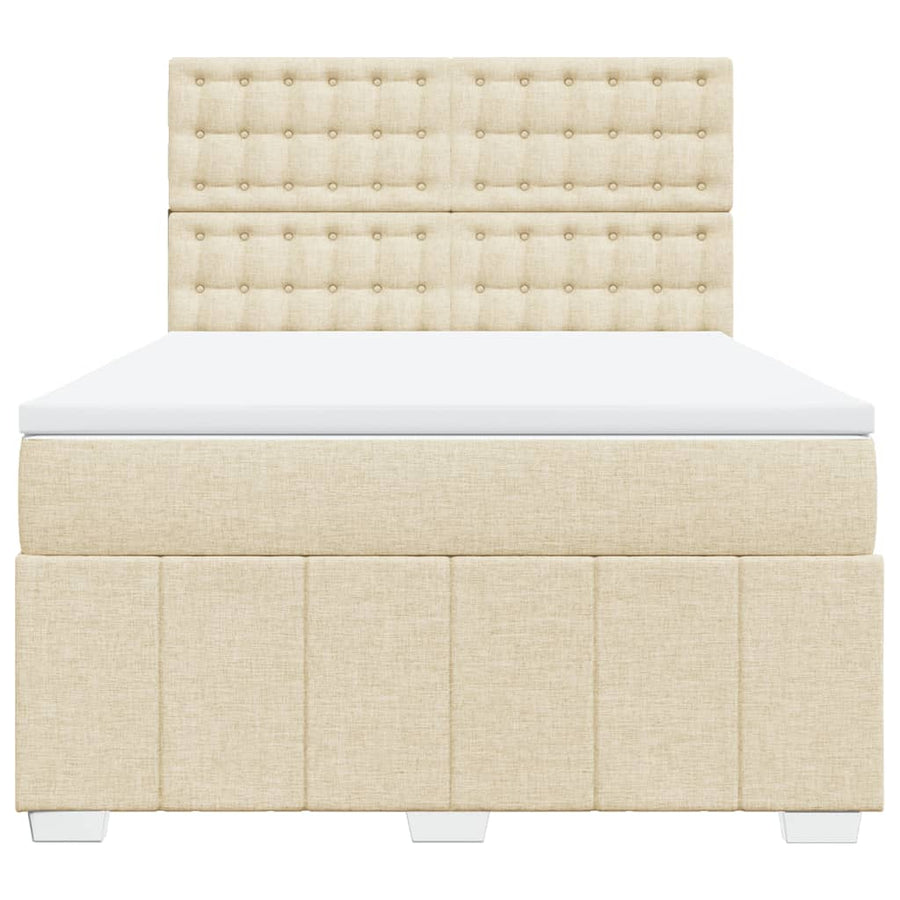 Boxspring met matras stof crèmekleurig 140x190 cm