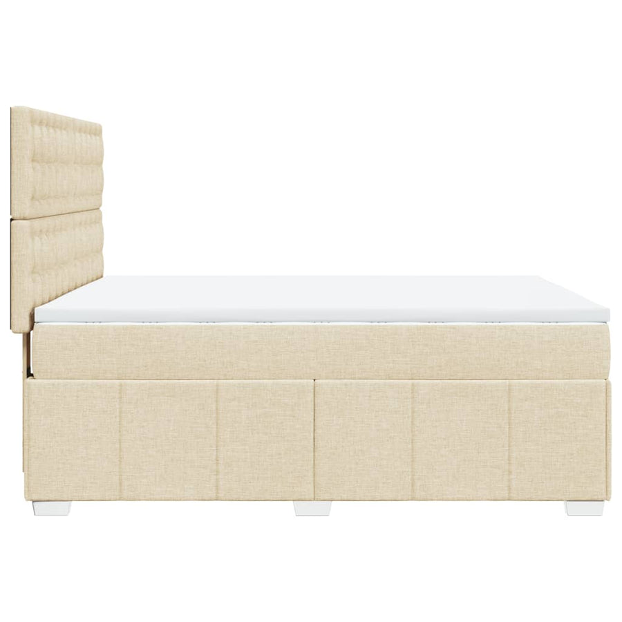 Boxspring met matras stof crèmekleurig 140x190 cm