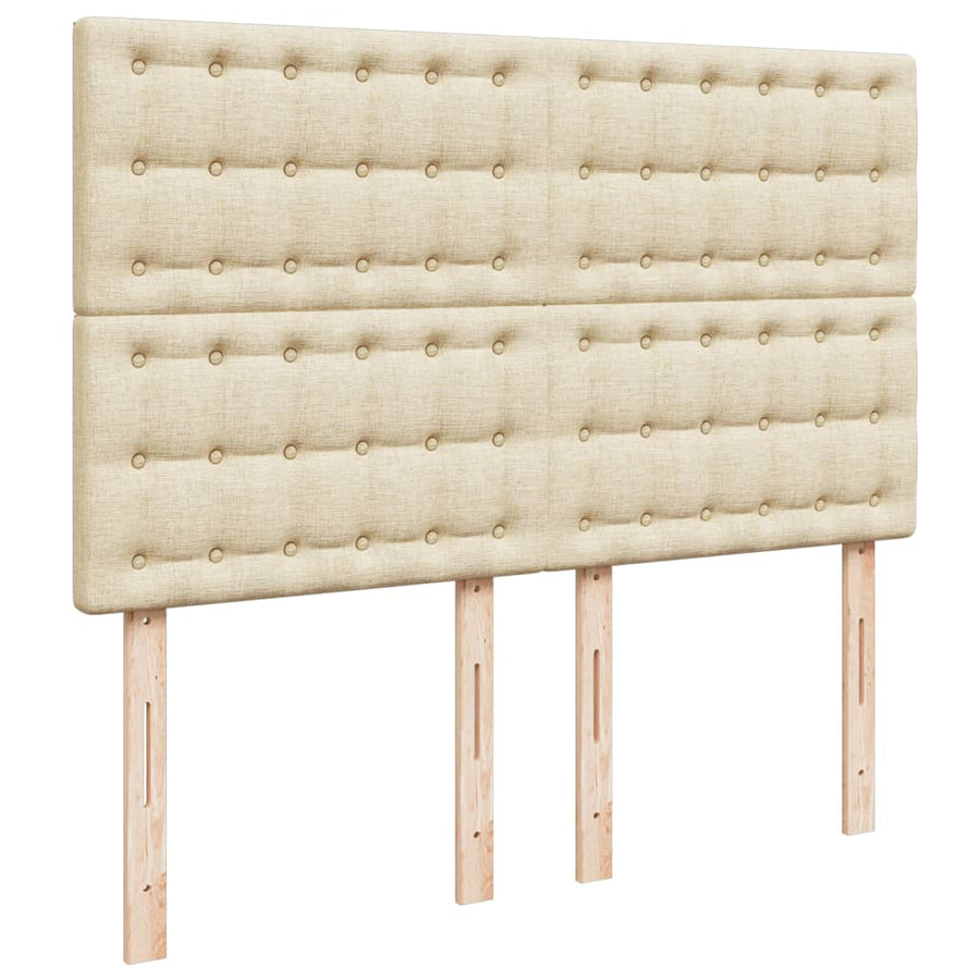 Boxspring met matras stof crèmekleurig 140x190 cm