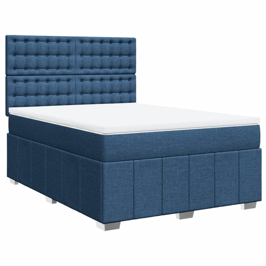 Boxspring met matras stof blauw 140x190 cm