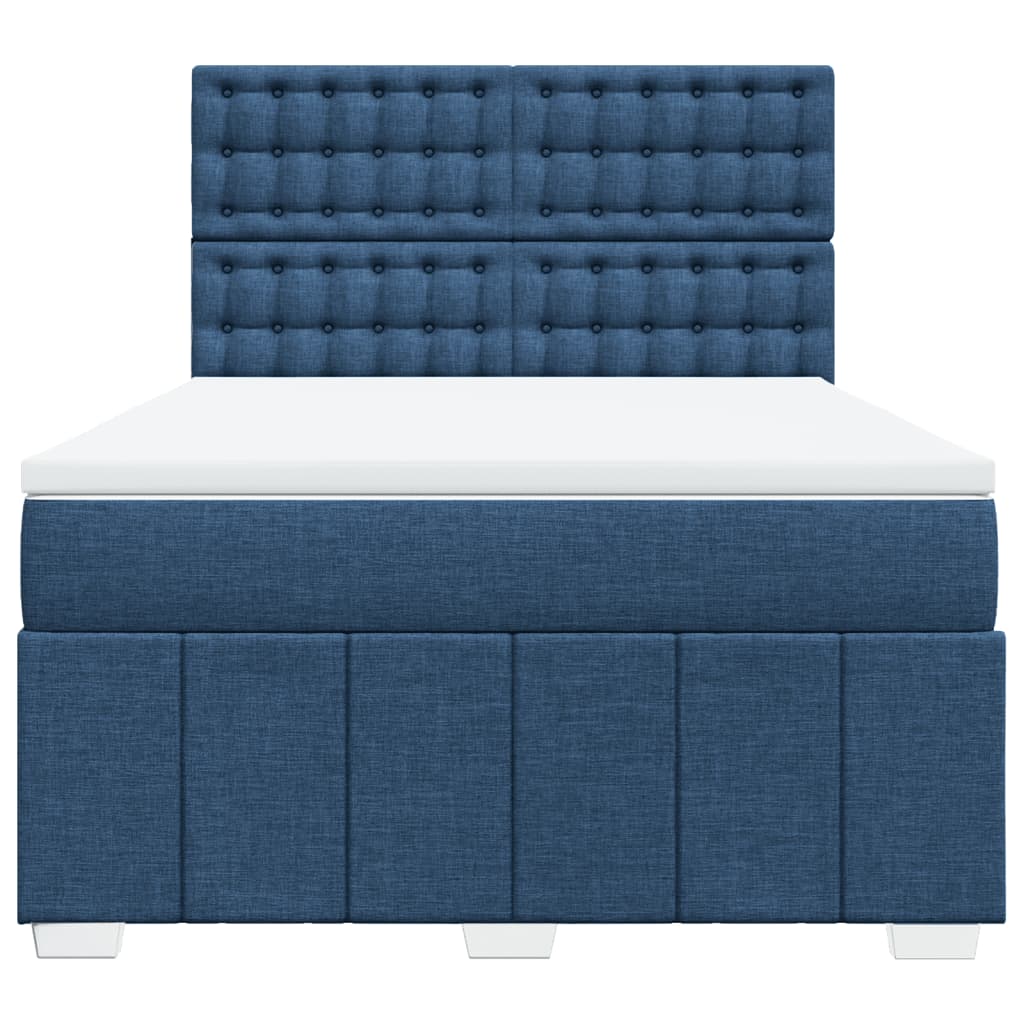 Boxspring met matras stof blauw 140x190 cm