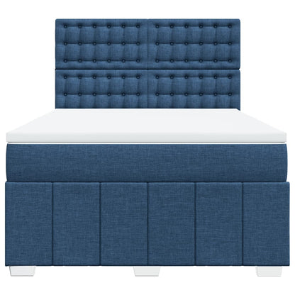 Boxspring met matras stof blauw 140x190 cm