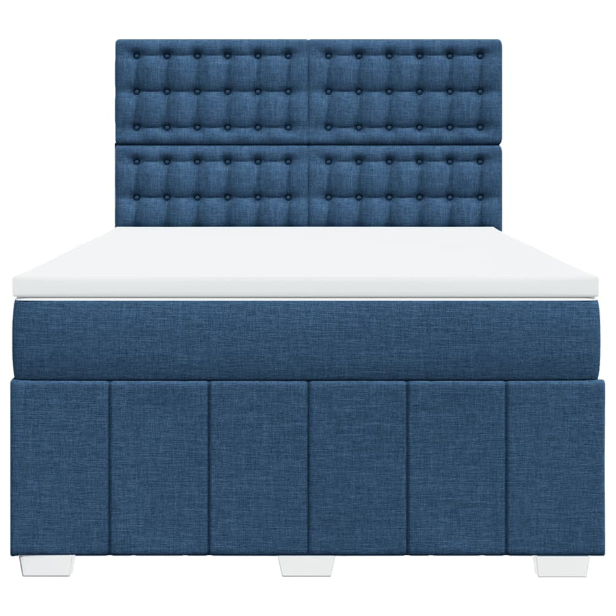Boxspring met matras stof blauw 140x190 cm