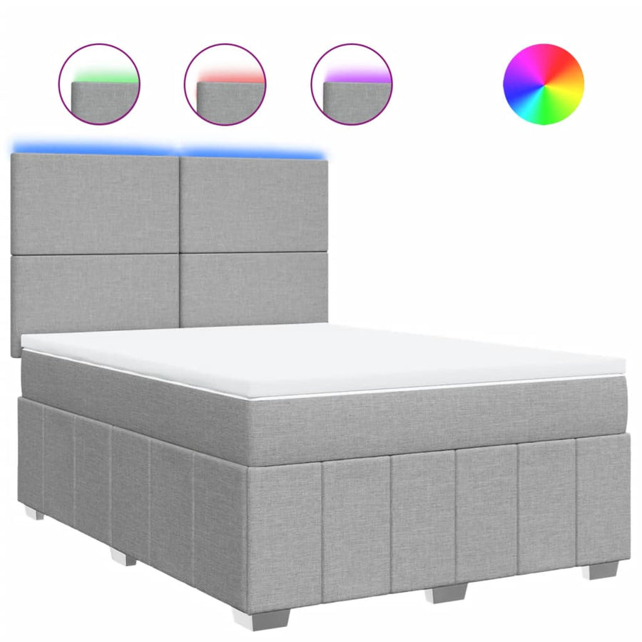 Boxspring met matras stof lichtgrijs 140x200 cm