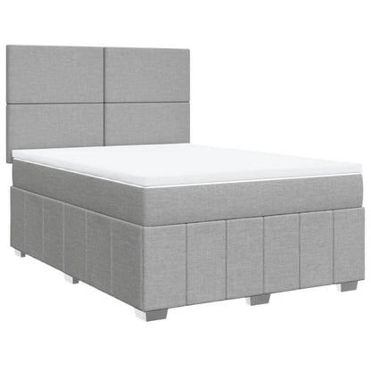 Boxspring met matras stof lichtgrijs 140x200 cm