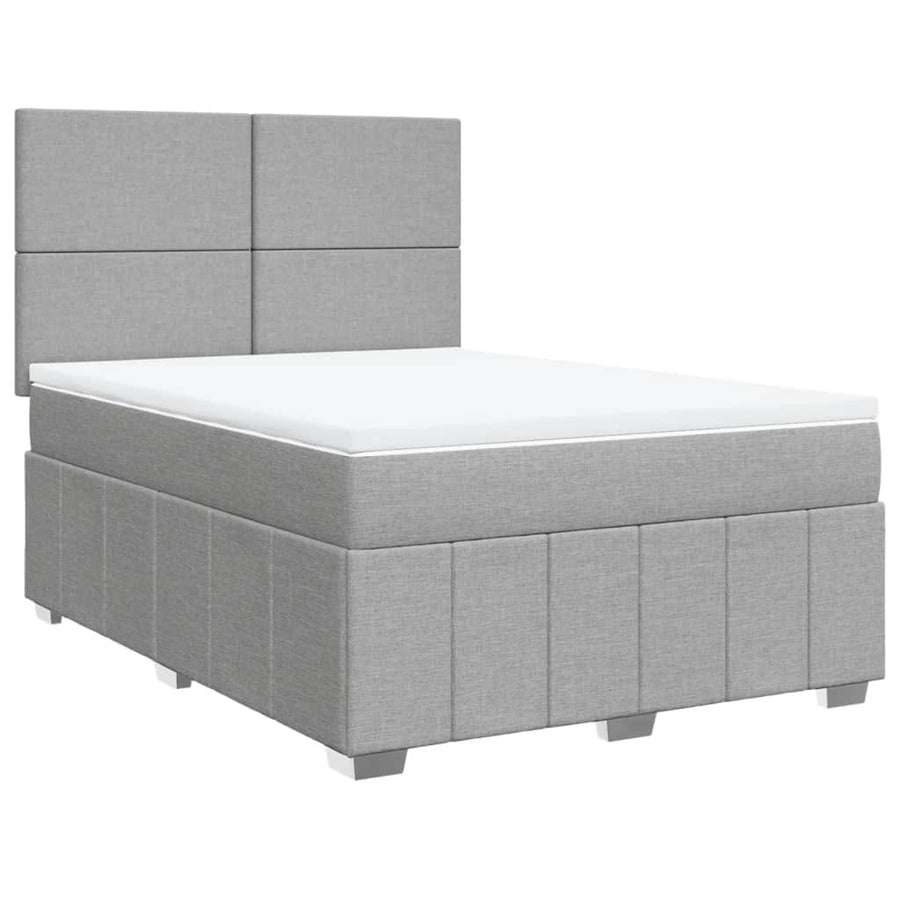 Boxspring met matras stof lichtgrijs 140x200 cm