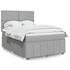 Box spring with light grey fabric mattress 140x200 cm