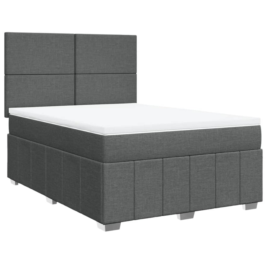 Boxspring met matras stof donkergrijs 140x200 cm