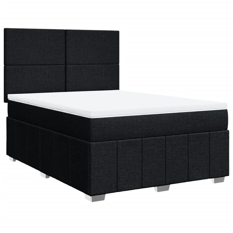 Boxspring met matras stof zwart 140x200 cm