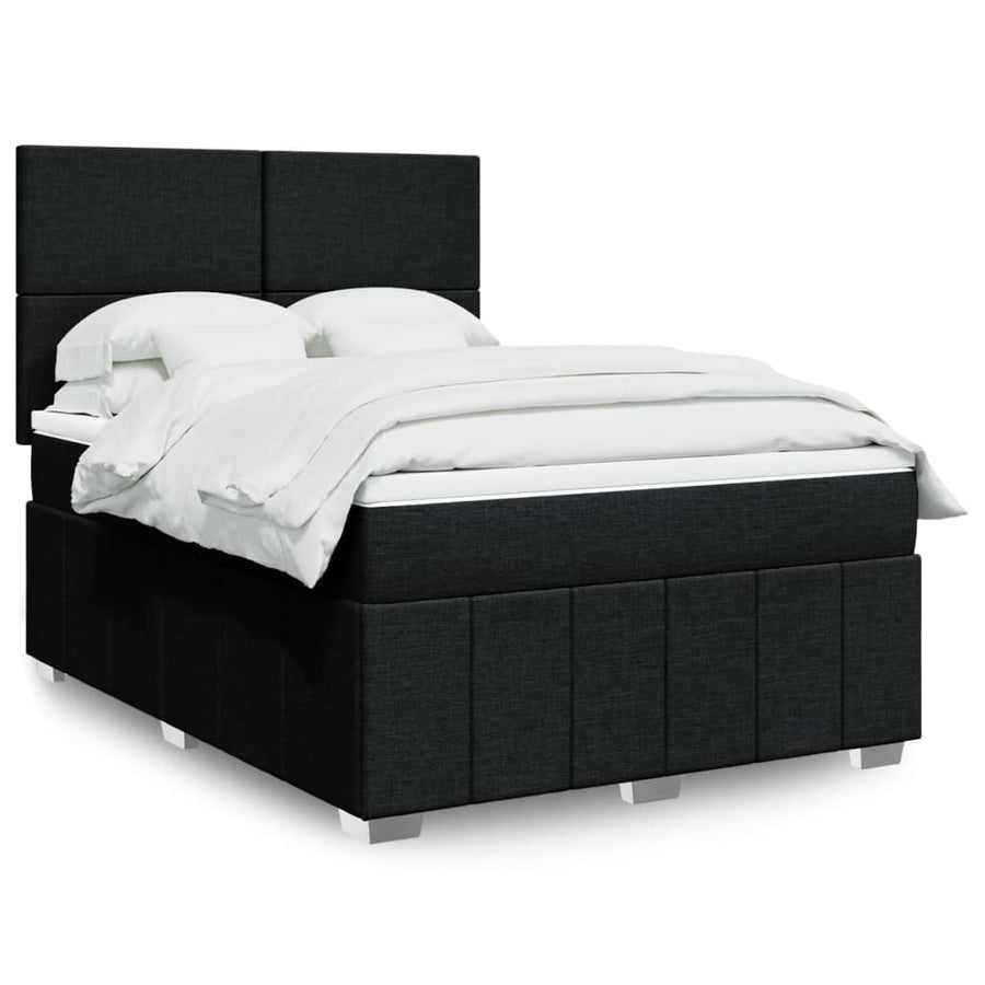 Boxspring met matras stof zwart 140x200 cm