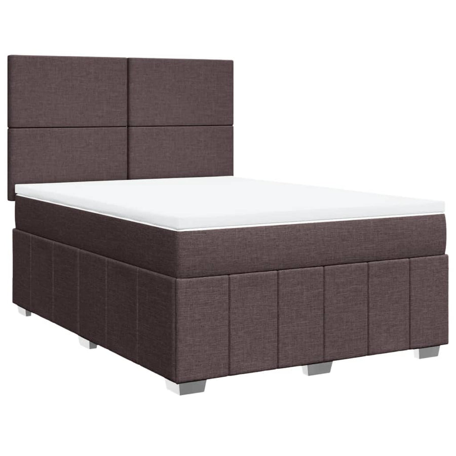 Boxspring met matras stof donkerbruin 140x200 cm
